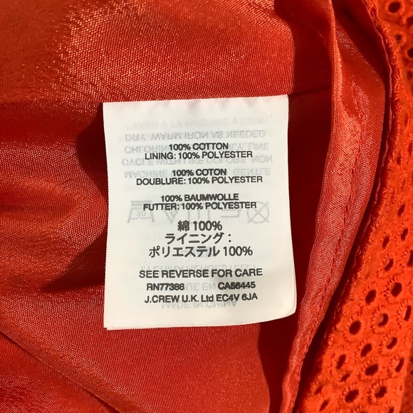 J. Crew Eyelet Shift Dress Flutter Sleeve Orange Above the Knee Length Cotton - Picture 5 of 7